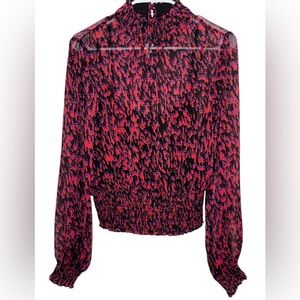 Express Sheer Cropped & Smocked Long Sleeve Blouse, Size Medium, NWOT